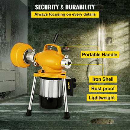 VEVOR Ontstoppingsmachine 400 W Sectionele afvoerreiniger Draagbaar Krachtige reiniging Wholehot Great