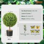 VEVOR 2 x kunstbuxusballen, diameter 40,6 cm, tuindecoratiebuxus in bloempot, kunstbuxusbal, kunstplant van PE, hout, PP incl. 4 decoratieve vlinders en 10 reservebladeren