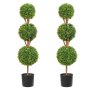 VEVOR kunstbuxusbal 122cm hoog tuindecoratief buxus in bloempot kunstbuxusbal kunstplant gemaakt van PE, hout, PP inclusief 2 decoratieve LED-lampen en 10 reservebladeren