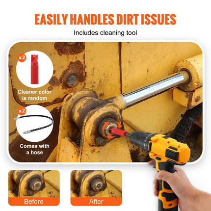 VEVOR vetspuitkoppeling, 2 stuks 10.000 PSI hogedruk 6 kaakvergrendeling snel los te maken vetspuittip met slang/zerkfittingreiniger compatibel met alle 1/8 Zo vetpistolen