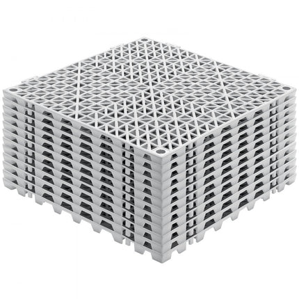 VEVOR in elkaar grijpende tegels 12 stuks vloertegels drainage vloertegels, vloertegels 30x30cm buiten vierkante vloertegels terras PVC vloertegels badkamer, zwembad, toilet, grijs