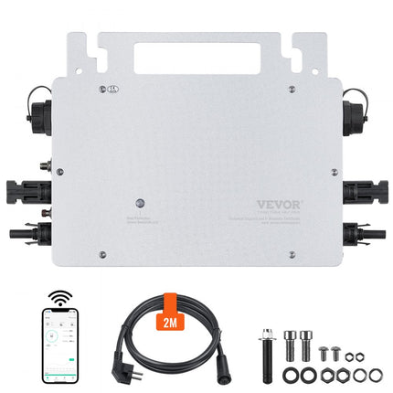VEVOR Solar Grid Tie Micro-omvormer 800W balkonkrachtcentrale IP65 aluminium zonne-energie Grid Tie Inverter DC 18-50V met APP WiFi-antenne voedingskabel voor zonnepaneelsystemen