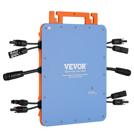 VEVOR Solar Grid Tie Micro-omvormer, 1200W Solar Micro-omvormer, IP67 waterdichte aluminium zonne-energie Grid Tie Inverter DC18-50V bedrijfsspanning met APP WiFi-antenne voedingskabel, voor S