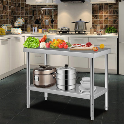 VEVOR Rvs Tafel Keuken Werktafel Werkvoorbereidingstafel 122 x 46 x 86 cm Rvs Keukentafel