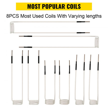 VEVOR inductieverwarmingsspiraalset, 8-delige inductieverwarmingsset, inductieverwarmingsspiralen met verschillende lengtes, hittebestendig inductieverwarmingsgereedschap met flexibiliteit