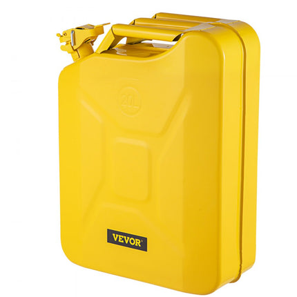 VEVOR Jerry Brandstofbus, 5,3 Gallon/20L Draagbare Jerry Gasbus met Flexibel Uitloopsysteem, Roestvrije en Hittebestendige Stalen Brandstoftank voor Auto Vrachtwagen Apparatuur, Geel