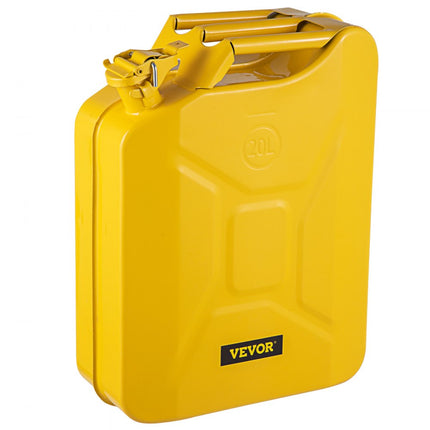 VEVOR Jerry Brandstofbus, 5,3 Gallon/20L Draagbare Jerry Gasbus met Flexibel Uitloopsysteem, Roestvrije en Hittebestendige Stalen Brandstoftank voor Auto Vrachtwagen Apparatuur, Geel