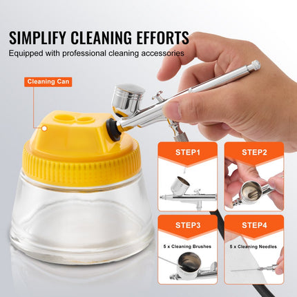 VEVOR Airbrush-set, luchtcompressor met dubbele ventilator, professionele airbrush-systeemset met 3 airbrushes, houder, verfmengwiel, reinigingsborstelset, airbrush-set voor kunst, nagels, koekjes, make-up, K