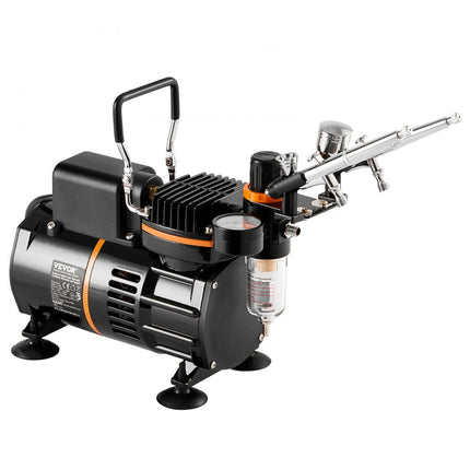 VEVOR Airbrush-set, luchtcompressor met dubbele ventilator, professionele airbrush-systeemset met 3 airbrushes, houder, verfmengwiel, reinigingsborstelset, airbrush-set voor kunst, nagels, koekjes, make-up, K