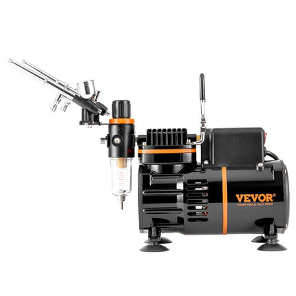 VEVOR Airbrush-set, luchtcompressor met dubbele ventilator, professionele airbrush-systeemset met 3 airbrushes, houder, verfmengwiel, reinigingsborstelset, airbrush-set voor kunst, nagels, koekjes, make-up, K