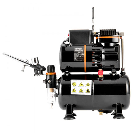 VEVOR airbrushset, luchttankcompressorsysteem met dubbele ventilator en luchtopslagtank van 3,5 liter, airbrushset met airbrush met 0,3 mm punt, beugel, kleurenmengwiel, set schoonmaakborstels, kunstnagelkoekje