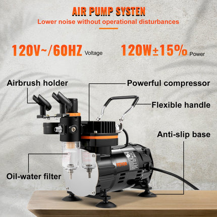 VEVOR airbrush set compressor compleet 220-240V spuitpistool verfpistool