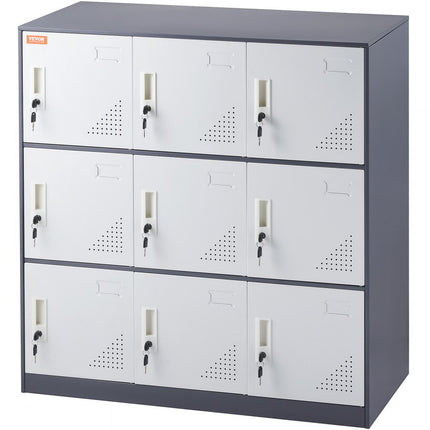 VEVOR lockerkast, lockerkast, 9-deurs opbergkast, garderobekast met 9 vakken, waardevolle spullenkast, 30 kg laadvermogen, kantoorlockers voor kantoor, thuis, school
