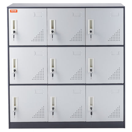 VEVOR lockerkast, lockerkast, 9-deurs opbergkast, garderobekast met 9 vakken, waardevolle spullenkast, 30 kg laadvermogen, kantoorlockers voor kantoor, thuis, school