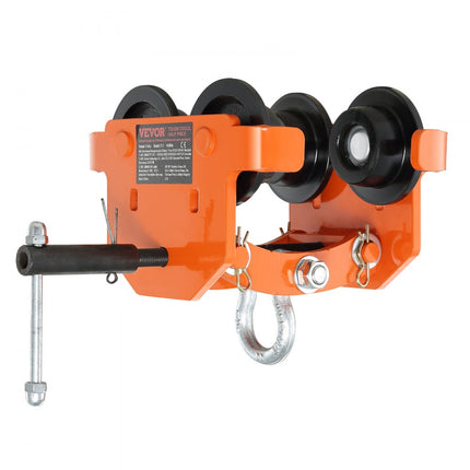 VEVOR handmatige trolley, draagvermogen van 4400 lbs/2 ton, duwbalkwagen met dubbele wielen, verstelbaar voor I-balk flensbreedte 2,8" tot 6,7", zware garagelift van gelegeerd staal voor