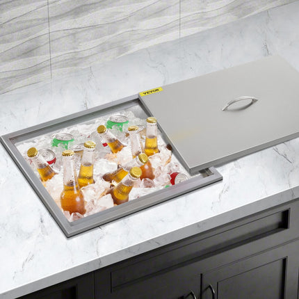 VEVOR 14"X12" Drop In Ice kist bak met deksel Wijnafvoer Koude dranken Doos Goed
