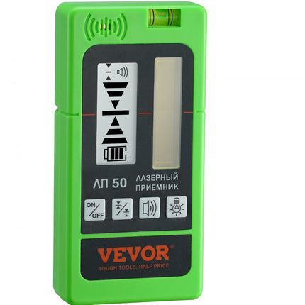 VEVOR Professionele laserontvanger Laserdetector met bereik van 60 m voor pulskruislijnlaser ±1,5 mm waterpasbereik 1,5 V batterijen 20 uur bedrijfstijd dubbel LCD-display met achtergrondverlichting