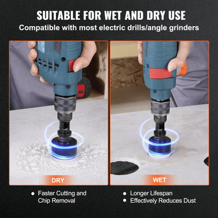 VEVOR diamantkernborenset 7-delig 6/6/6/20/25/35/50 mm diamantgatenzaagset met frees kegelboorzaagblad en opbergkoffer voor droge en natte diamantboren voor tegels en