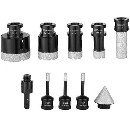 VEVOR diamantkernborenset 7-delig 6/6/6/20/25/35/50 mm diamantgatenzaagset met frees kegelboorzaagblad en opbergkoffer voor droge en natte diamantboren voor tegels en