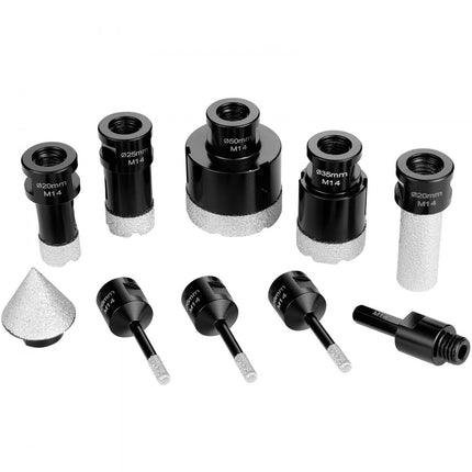 VEVOR diamantkernborenset 7-delig 6/6/6/20/25/35/50 mm diamantgatenzaagset met frees kegelboorzaagblad en opbergkoffer voor droge en natte diamantboren voor tegels en