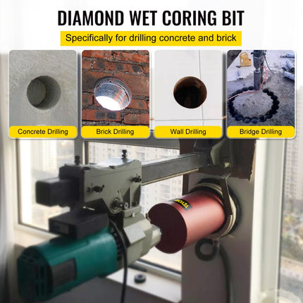 VEVOR diamantkernboor, kernboor met een diameter van 10"/254 mm, 14"/355 mm betonkernboor, 5/8"-11 draadkernboor, droog/natboor met mes, diamantnatboor voor Beto