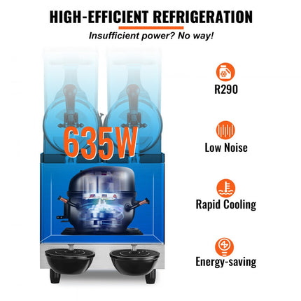 VEVOR Commerciële Slushy Machine 24L Single Bowl 50 Cup Margarita Maker 500W RVS Margarita Smoothie Frozen Drink Maker Slushie Machine voor Party Cafe Restaurants Bars Etc.