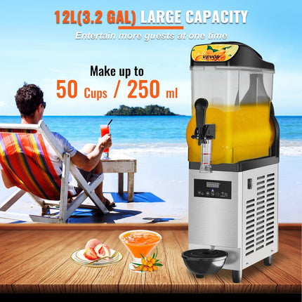 VEVOR Commerciële Slushy Machine 12L Single Bowl 25 Cup Margarita Maker 500W RVS Margarita Smoothie Frozen Drink Maker Slushie Machine voor Party Cafe Restaurants Bars Etc.
