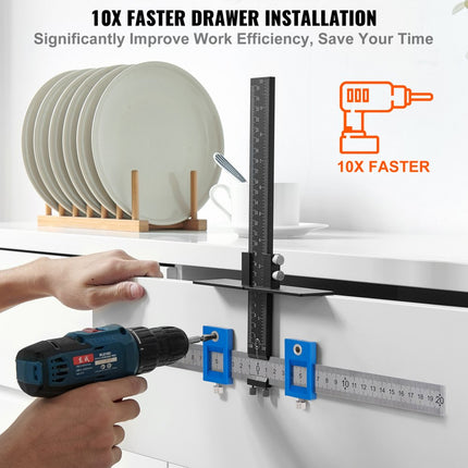 VEVOR Kasthardwaremal Verstelbare ponslocator 0-25 cm verticaal, Kasthardwaremal 0-20 cm Horizontale boorgeleider Punchlocator Aluminiumlegering + roestvrijstalen boorponslocator