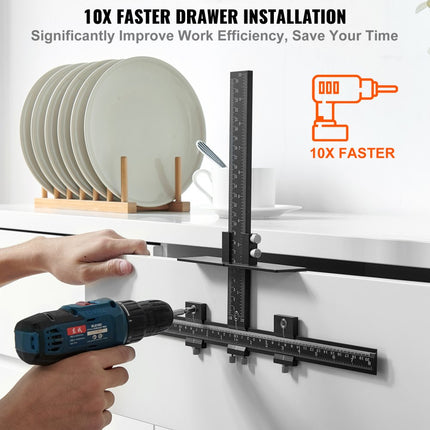 VEVOR Kasthardwaremal Verstelbare ponslocator 0-25 cm verticaal, Kasthardwaremal 0-20 cm Horizontaal Boorgeleider Ponslocator Aluminiumlegering Boorponslocator Laden etc.