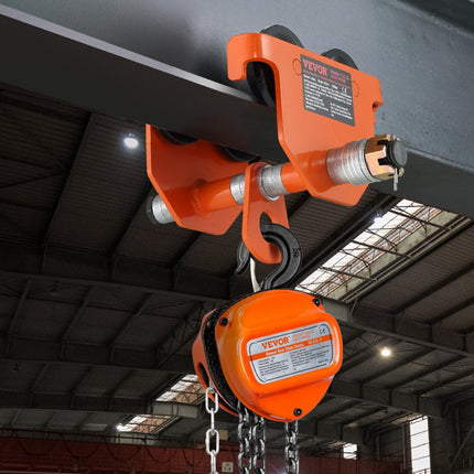 VEVOR loopkat 3 ton draagvermogen binnenkraan 63,5-203,2 mm verstelbare breedte kraan 300 x 295 x 308 mm verrijdbaar onderstel dubbele wieluitvoering steekwagen voor I en H balken binnenkraan laadkraan