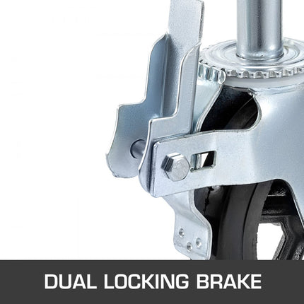 VEVOR zwenkwielen van polyurethaan, 8" ijzeren kern, stuurwielen met dubbele rem, verstelbare poten, draagvermogen 500 kg/1100 lbs per wiel, verpakking van 4