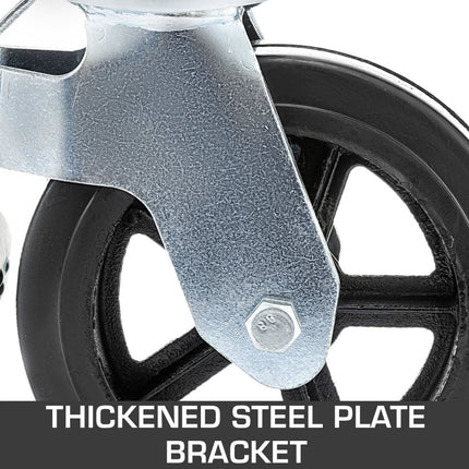 VEVOR zwenkwielen van polyurethaan, 8" ijzeren kern, stuurwielen met dubbele rem, verstelbare poten, draagvermogen 500 kg/1100 lbs per wiel, verpakking van 4