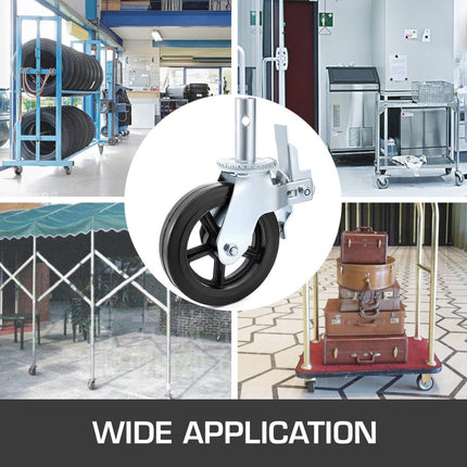 VEVOR zwenkwielen van polyurethaan, 8" ijzeren kern, stuurwielen met dubbele rem, verstelbare poten, draagvermogen 500 kg/1100 lbs per wiel, verpakking van 4