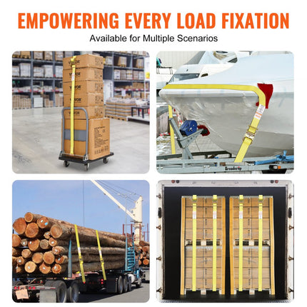 VEVOR Set van 8 spanbanden 0,05 x 4,6 m spanband 1995,8 kg spanband met ratel polyester band haakbevestigingsband van koolstofstaal spanband met ratel ideaal voor motorfietsen fietsen kajaks UTV boten ATV