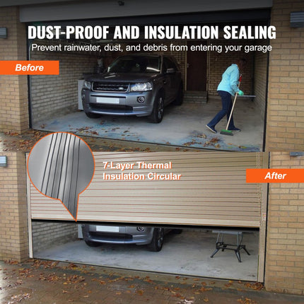 VEVOR deurafdichting, garagedeurrubbers, 3 m, rubberen afdichtstrips, bescherming tegen lucht, vocht en stof, deurafdichting, deurafdichtingstape, zwart, geschikt voor garagedeuren, roldeuren, rolhekken etc.
