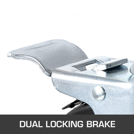 VEVOR zwenkwielen van polyurethaan, ijzeren kern 12,7 cm, stuurwielen met dubbele parkeerrem, stelpoten, draagvermogen 200 kg per wiel, industriewielen, zwaarlastwielen, transportwielen