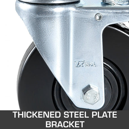 VEVOR zwenkwielen van polyurethaan, ijzeren kern 12,7 cm, stuurwielen met dubbele parkeerrem, stelpoten, draagvermogen 200 kg per wiel, industriewielen, zwaarlastwielen, transportwielen