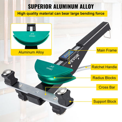 VEVOR Koperen pijpenbuiger HVAC Koeling Ratelpijpenbuiger 1/4" tot 7/8