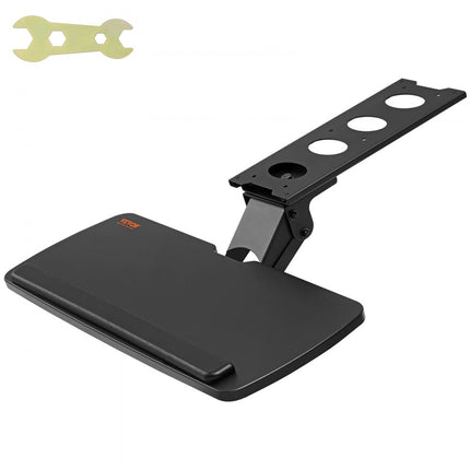 VEVOR Toetsenbordplank onder het bureau, groot 250 x 635 mm, toetsenbordplank 0-220 mm in hoogte verstelbaar, toetsenbordplank, toetsenborduitschuifbaar voor kantoor, thuis, etc.