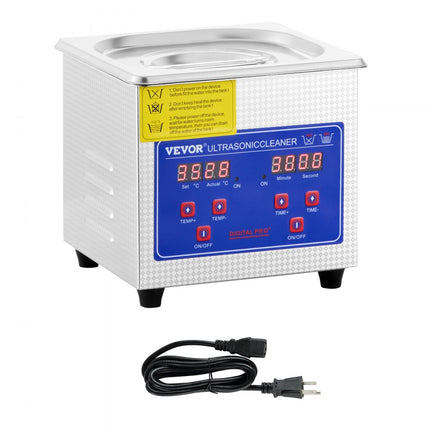VEVOR Ultrasoon Reiniger 15L 60A ultrasone reiniger met verwarming 360W roestvrij staal ultrasone reiniger ultrasoonbad ultrasone reiniger