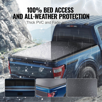 VEVOR vrachtwagenbedovertrek, oprolbare vrachtwagenbedovertrek, compatibel met Ford F-150 Styleside vrachtwagenbed 2009-2024, voor 16,7 x 16,4 m vrachtwagenbed, zacht PVC-materiaal, 100% vrachtwagenbedtoegang