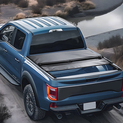 VEVOR vrachtwagenbedovertrek, oprolbare vrachtwagenbedovertrek, compatibel met Ford F-150 Styleside vrachtwagenbed 2009-2024, voor 16,7 x 16,4 m vrachtwagenbed, zacht PVC-materiaal, 100% vrachtwagenbedtoegang