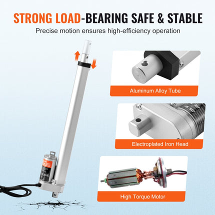 VEVOR 1500N Lineaire actuator DC 12V Lineaire aandrijving IP54 Elektrische lineaire motor 300 mm Slaglengte Geluidsniveau ≤ 60 dB Elektrische deuropener 5 mm/s Rijsnelheid Lineaire technologie Aanpassing Aandrijving
