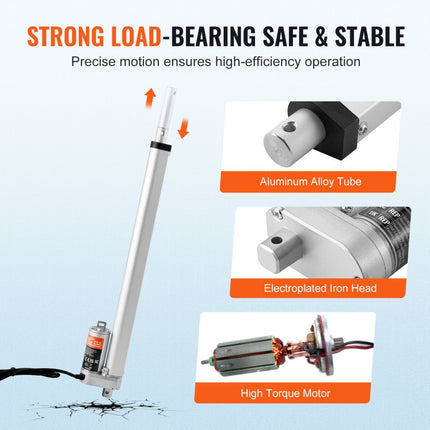 VEVOR 1500N Lineaire actuator DC 12V Lineaire aandrijving IP54 Elektrische lineaire motor 400 mm Slaglengte Geluidsniveau ≤60 dB Elektrische deuropener 5 mm/s Rijsnelheid Lineaire technologie Aanpassing Aandrijving