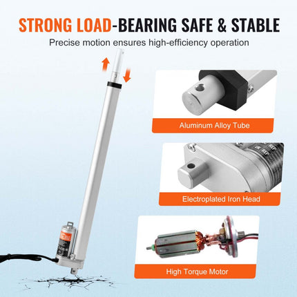 VEVOR 1500N Lineaire actuator DC 12V Lineaire aandrijving IP54 Elektrische lineaire motor 450 mm Slaglengte Geluidsniveau ≤60 dB Elektrische deuropener 5 mm/s Rijsnelheid Lineaire technologie Aanpassing Aandrijving