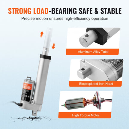 VEVOR 1500N Lineaire actuator DC 12V Lineaire aandrijving IP54 Elektrische lineaire motor 100 mm Slaglengte Geluidsniveau ≤ 60 dB Elektrische deuropener 5 mm/s Rijsnelheid Lineaire technologie Aanpassing Aandrijving