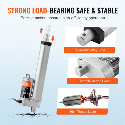 VEVOR 1500N Lineaire actuator DC 12V Lineaire aandrijving IP54 Elektrische lineaire motor 150 mm Slaglengte Geluidsniveau ≤60 dB Elektrische deuropener 5 mm/s Rijsnelheid Lineaire technologie Aanpassing Aandrijving