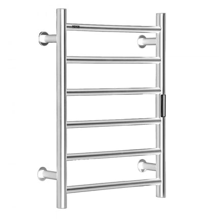 VEVOR handdoekdroger handdoekverwarmer wandhanddoekhouder 6 staven zilver