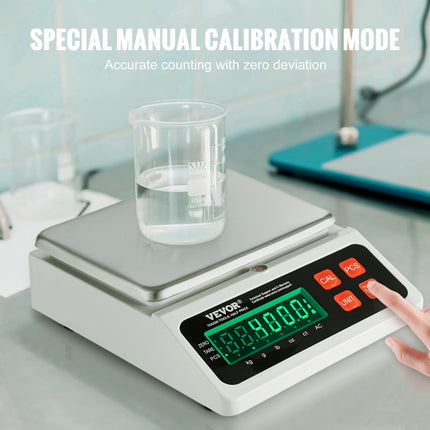 VEVOR industriële telweegschaal, 10 kg x 0,1 g digitale weegschaal voor onderdelen en munten, g/kg/lb/oz/ct-eenheden, elektronische precisieweegschaal, voorraadtelweegschaal, telweegschaal voor keukensieraden met LED-scherm