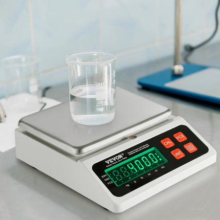 VEVOR industriële telweegschaal, 10 kg x 0,1 g digitale weegschaal voor onderdelen en munten, g/kg/lb/oz/ct-eenheden, elektronische precisieweegschaal, voorraadtelweegschaal, telweegschaal voor keukensieraden met LED-scherm